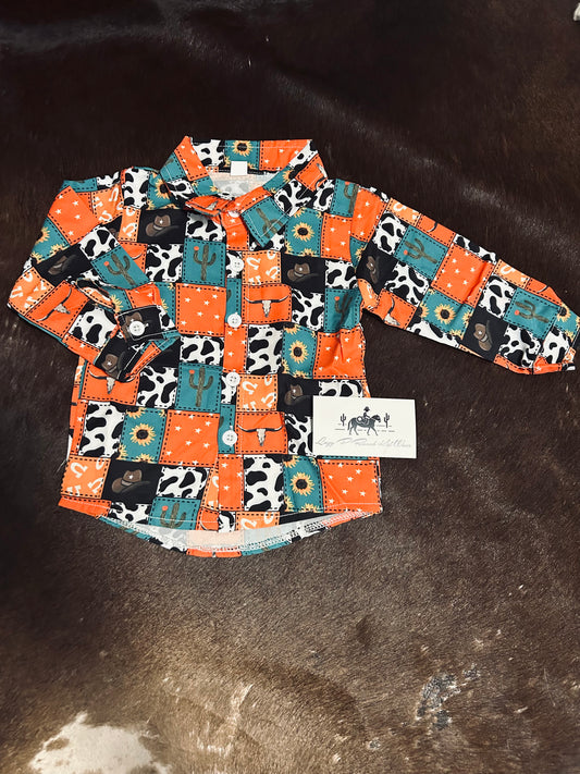 Patchwork Western Long Sleeve