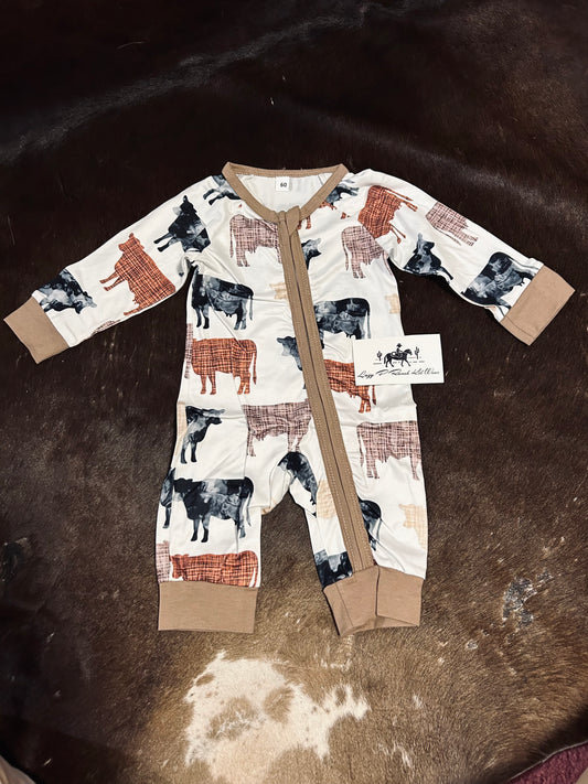 Tan Cow Romper