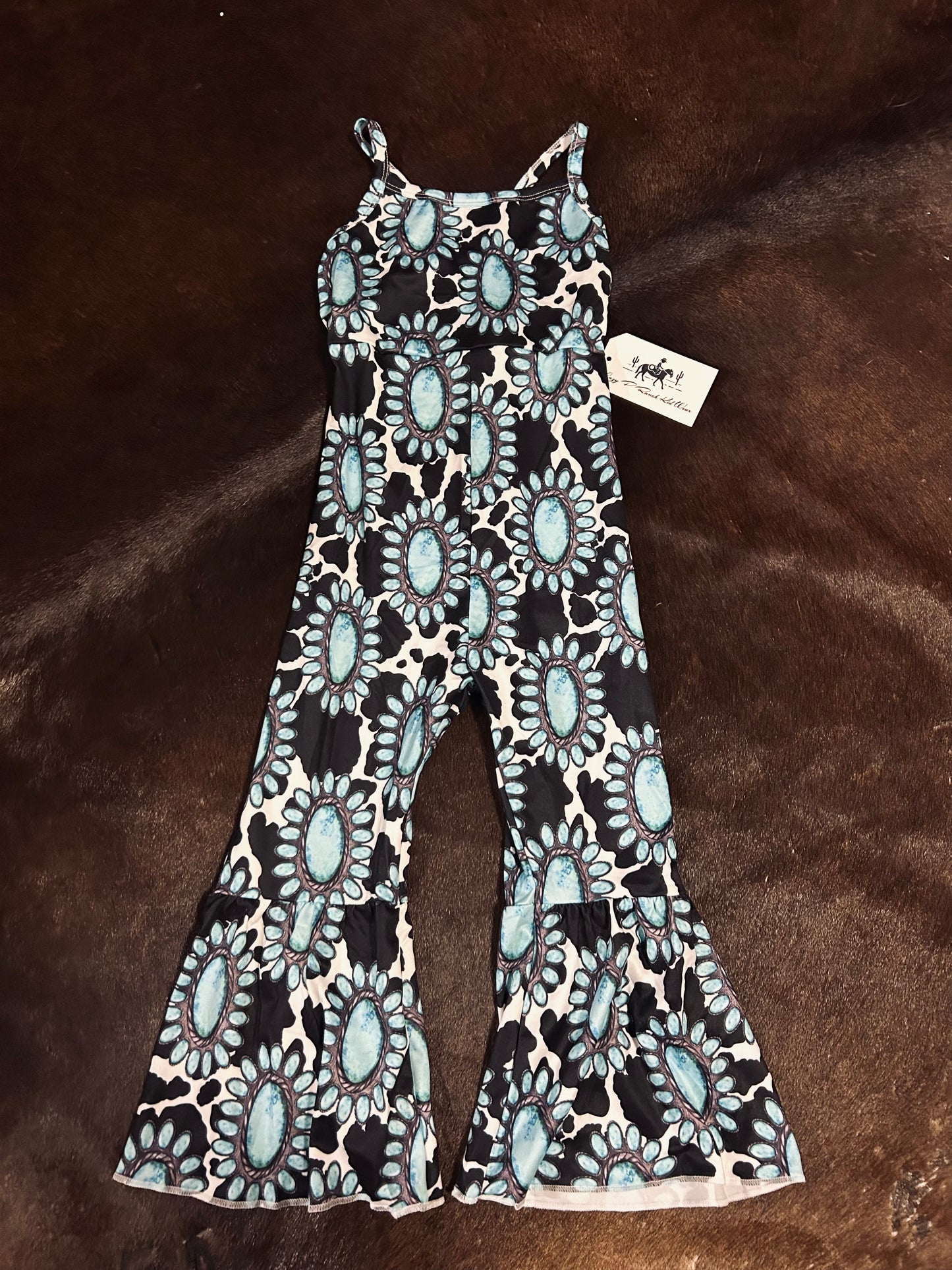 Turquoise Bellbottom Romper