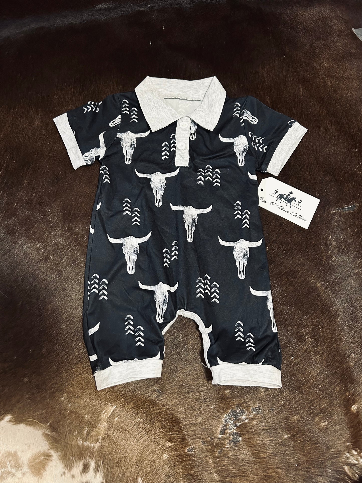 Arrow Skull Collared Romper